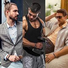 6件套男士赤铁矿手链，大号天然赤铁矿串珠手链 - 情绪平衡，提升自信，能量疗愈手链，男士励志复活节珠宝礼物 - 黑色 - 查看 4