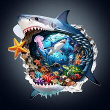1件裝 Shark Alert 木製不對稱拼圖，動物造型2D拼圖玩具，適合兒童與成人，教育遊戲，派對、節日、聖誕與生日禮物，獨特魔幻桌面裝飾創意木製拼圖禮品 - 彩色 - 查看 2