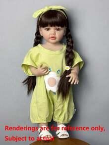 55cm/22in Soft Silicone Full Body Realistic Doll, Lifelike Newborn Princess Baby Doll Doll, Birthday Gift For Girls (Partially Random) - Green - View 8