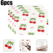 A Premium Non-Slip Refrigerator Mat, Waterproof, Oil-Proof, Washable, Cuttable, And Reusable. Featuring Creative Golden Brown Leaf And Cherry Patterns, Suitable For Refrigerators, Drawers, Freezers, And Cabinets. Made Of EVA Material. A Festive Gift. - Multicolor - View 14