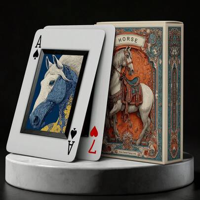 1 Set Collectible Art Playing Cards, Galloping Horses Profound Artistic Conception, Spiritual Theme. Visually Striking Creative Artistic Patterns. Suitable For Collection, Gifts, Leisure Games, Entertainment Activities. Recommended Gift For Horse Lovers