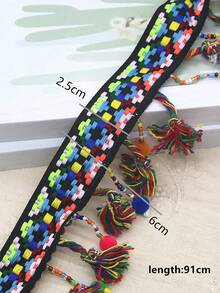 1 Yard Handmade Beaded Colorful Woven Trim Lace Ribbon For DIY - Multicolor 2 - View 3