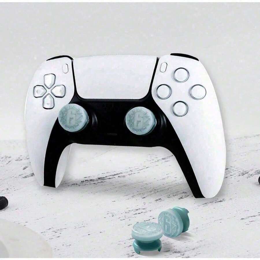 1 Set Performance Controller Thumbsticks & Precision Rings Kit For PS-5/PS-4 Controller, Professional High-Rise Analog Stick Extenders For Enhanced Aim Stability, Anti-Slip Thumb Grips For Pro Wireless Gamepads, FPS Gaming Accessories, Light Blue - 查看 1