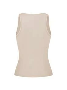 Casual Sports Ribbed Knit Tank Top, Stretchy Versatile Everyday Wear Summer - Apricot - View 3
