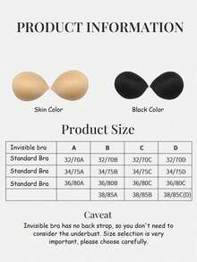 1 Pair Women Invisible Strapless Self-Adhesive Push-Up Bra, Reusable, Suitable For Wedding Dress, Strapless And Backless Dresses, Cute Bra - Multicolor - View 11