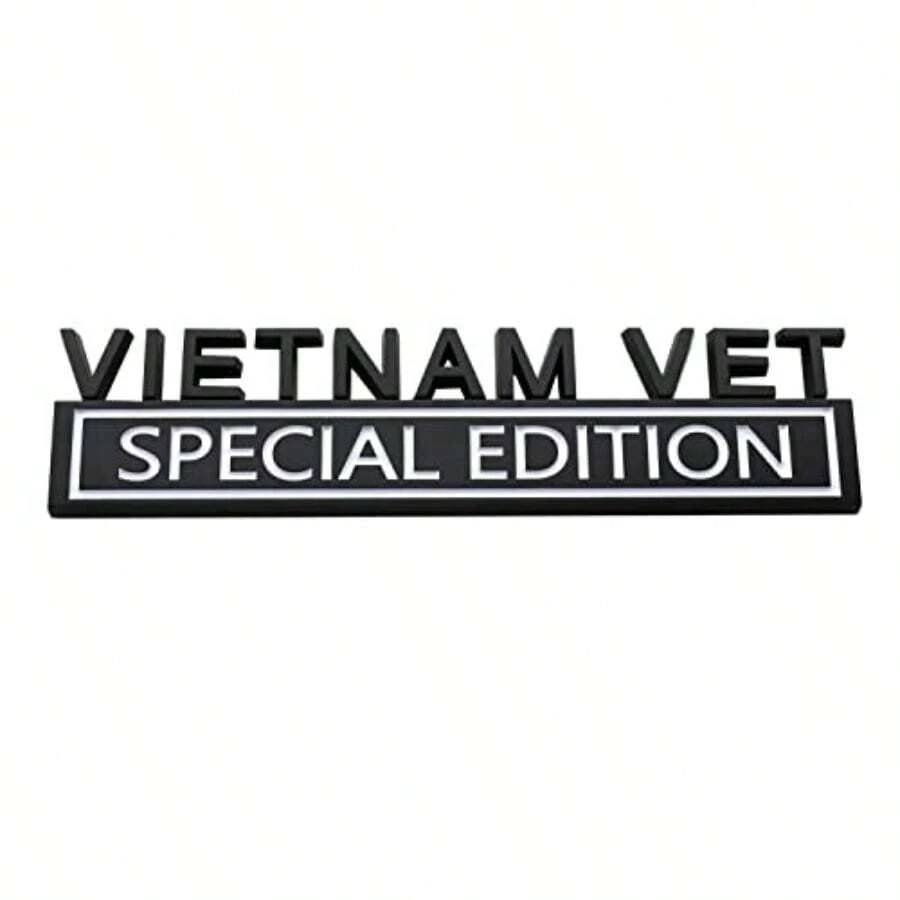 1pc Vietnam Vet Special Edition Emblems 3D Raised Decals Exterior Truck Stickers Fender Vietnam Veteran Badges Replacement For F150 F250 F350 1500 2500 C10 C15 Black White - Black White - View 1