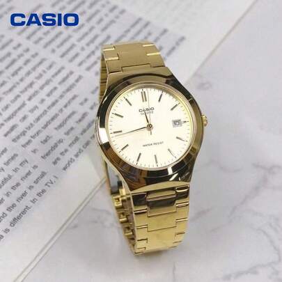  Đồng hồ Casio nam cao cấp mạ vàng toàn bộ, dây đeo thép không gỉ, chống nước, máy quartz, model MMTP-1170N-9A