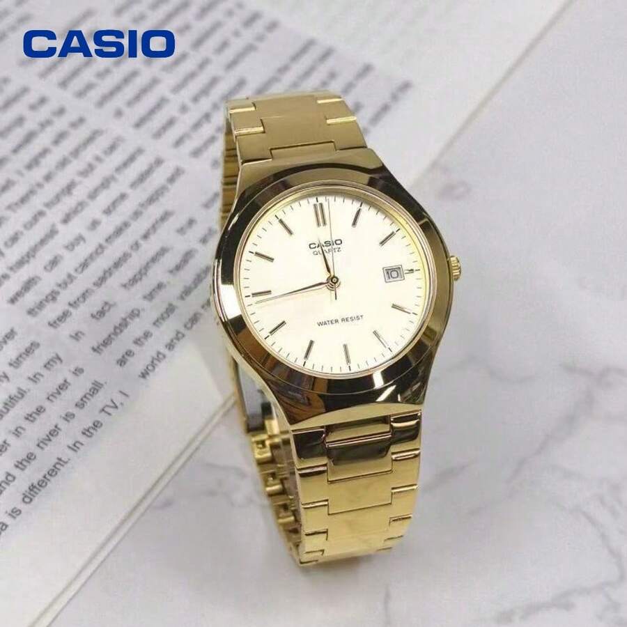 Đồng hồ Casio nam cao cấp mạ vàng toàn bộ, dây đeo thép không gỉ, chống nước, máy quartz, model MMTP-1170N-9A - Một cỡ - Xem 1