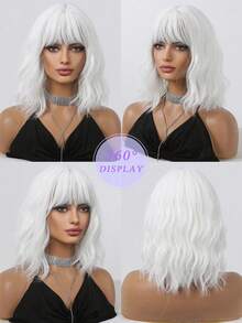 Tóc giả ngắn màu trắng kiểu bob gợn sóng có mái, tóc giả tổng hợp chịu nhiệt dùng cho hóa trang Lolita, tóc giả hàng ngày cho các bữa tiệc dành cho nữ. - Nhiều màu - Xem 9