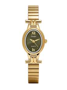 一款奢华金/银链式手链风格女士石英表，简约优雅，精致小巧的表盘，独特设计，适合日常佩戴、通勤上班、商务场合，是送给自己、家人或朋友的绝佳礼物。 - 綠色 - 查看 8