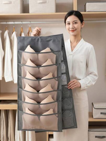 1 chiếc túi đựng đồ lót, tất hai mặt bằng vải không dệt, kiểu dáng mới, sáng tạo, thích hợp để treo trong tủ quần áo phòng ngủ, túi đựng đồ treo tường, lý tưởng cho du lịch, nhà cửa, ký túc xá trường học, căn hộ, phòng tập thể dục và nhiều nơi khác, có thể đựng áo ngực, quần lót, tất, áo sơ mi, khăn quàng cổ và các vật dụng linh tinh khác.