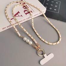 1pc Multi-Function Phone Lanyard With Longer Strap Suitable For Neck And Shoulder, Designed For Women, Includes Pearl Decor Chain, Phone Pendant - Multicolor - View 4