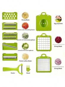 16PCS Vegetable Chopper, Professional Onion Chopper, Multi-Functional Food Chopper, Kitchen Vegetable Slicer/Dicer, Vegetable Chopper, Carrot Chopper With Container, Vegetable Chopper And Spiral Chopper – Food Chopper With Container Function, Kitchen Utensils And Accessories, Household Essentials,Room Decor,Kitchen Essentials,Easter,Home Décor,Summer,Travel Essentials,Mother's Day,Mom,Mother's Day Gift,Flower,Jewelry,Mother's Day Decorations,Mother's Day Party Supplies,Women,Pink,Gift Set - 綠色 - 查看 5