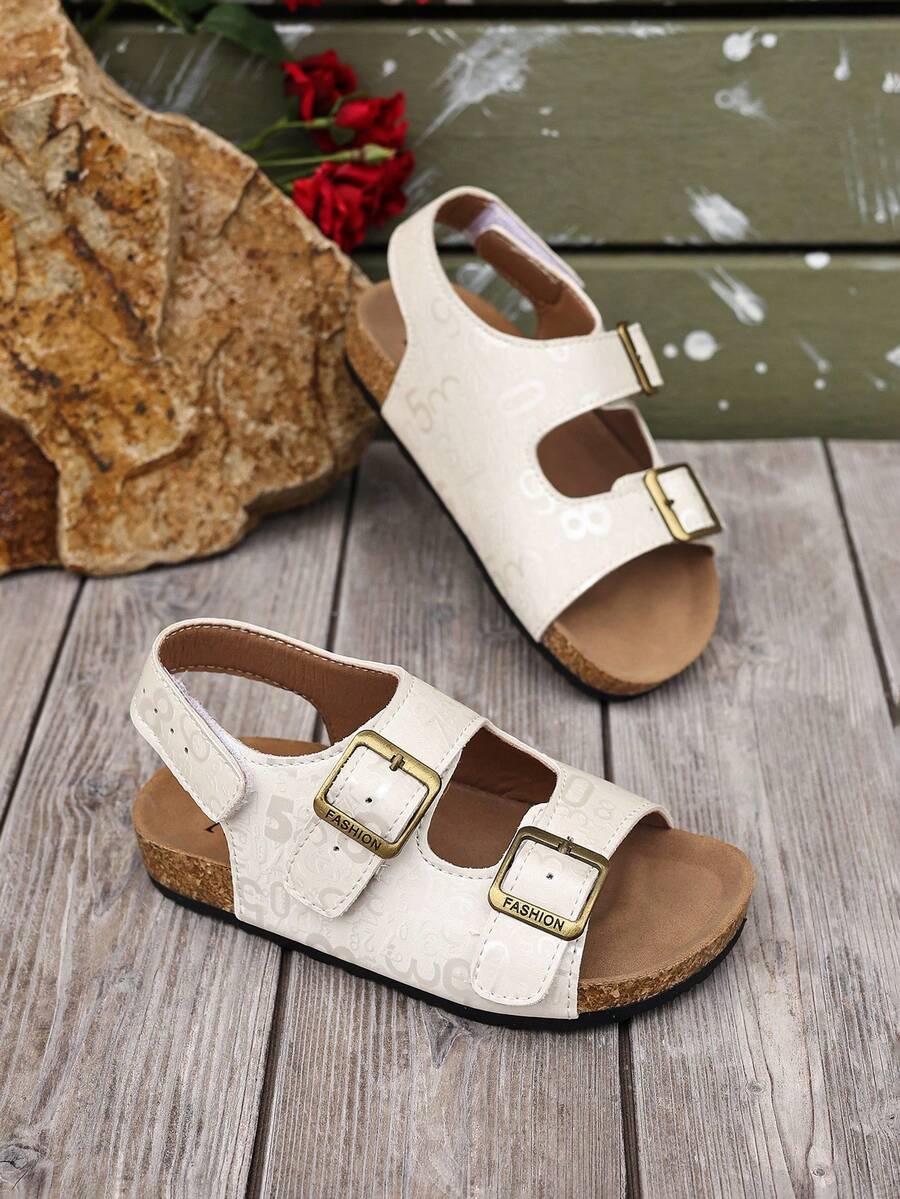 2026夏季新款儿童凉鞋,女童镂空露趾沙滩鞋,时尚百搭休闲防滑幼儿鞋 - 米色 - 查看 1