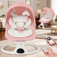 Baby Swing,Baby Bouncer With Music,5-Speed Auto Sway,Removable Canopy,3 Adjustable Modes,10 Soothing Lullabies,Remote Control,Newborn Gift - Pink - View 2