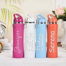 Customized Text LOGO Stainless Steel Water Bottle, Personalized Insulated Portable Sports Water Cup With Name, Leak-Proof Sealed Design, Perfect For Back To School Season Gift, Birthday Gift, Personalized Gift, Cupholder Friendly - Multicolor - View 2