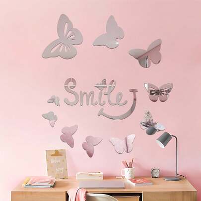 OUTANA 4pcs Self-Adhesive Removable Acrylic Decorative Wall Stickers, Shatterproof, Easy To Clean, Suitable For Entryway, Bedroom, Living Room, Study, Rental Property, Commercial Premises, Mirror Wall Decor