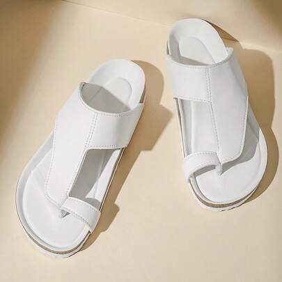 Plus Size Men's Soft Cork Flip Flops, Thong Sandals, Outdoor Beach Slippers