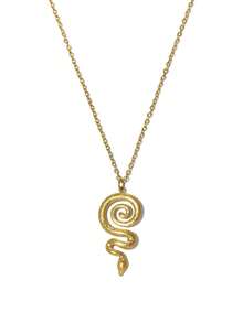 Mazuer 1pc Vintage Stainless Steel Snake Pendant Necklace, Heart & Round Animal Snake Design Choker Necklace, Gold/Silver Color Personalized Jewelry Accessory For Women, Suitable For Party & Daily Wear - Snake - View 14