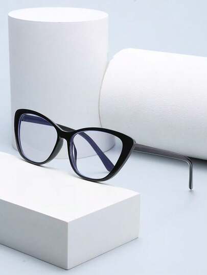 1 Pair Lightweight Unisex Anti-Eye Fatigue Fashion Cat Eye Shaped Transparent Lens Glasses, Suitable For Daily Use With Computers, TVs, Games And Mobile Devices