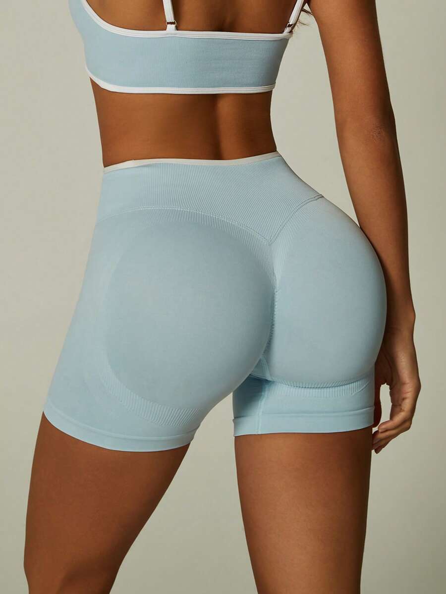 High Waist Slimming Shorts, Hidden Lift Tight Shorts, Curve Cycling Shorts, Women's Boyshort Panties, Waist Shaping, Curve Plus Size, Black Shorts, Sports Shorts, Skinny Shorts, Women's Fitness Shorts - Baby Blue - View 1