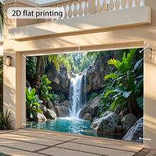 2D Printed Fabric Waterfall Garage Door Banner With Natural Inspiration, Vibrant Colors, Suitable For Creating Stunning Backdrops For Outdoor Events, 2D Flat Design - 14 - View 4