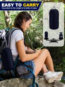 Blue Camping Air Mattress, Ultralight Inflatable Sleeping Pad For Camping, Camping Mat With Pillow, Stamp-On Pump Inflatable Mattress, Ultimate For Camping, Hiking, Travling,Airpad, Upgraded Compact Carry Bag, Single, Camping Essentials - 藏蓝色 - 查看 3