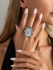 1 pieza Anillo de joyería con encanto de gota de agua con efecto de ondas de piedras preciosas falsas, elegante y geométrico, minimalista y lujoso, adecuado para boda, fiesta, vacaciones, estilo casual y de calle, regalo para mujeres, parejas, festividades, cumpleaños - anillo - Ver 10