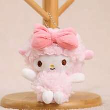 SANRIO Bino The Lamb Plush Toy, Cute Stuffed Animal, Keychain, Backpack Accessory - Pink - View 12