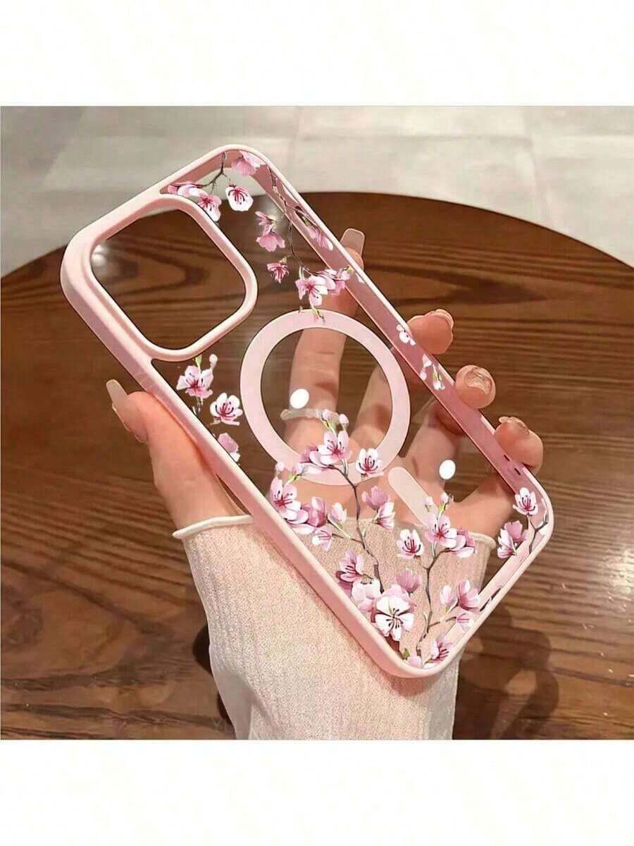 Magnetic Flower Phone Case Compatible With  16 Pro Max, Magnetic Charging  14 Pro Lens Protection, Simple & Elegant Soft Silicone Transparent Case Compatible With  13/15 Plus, Shockproof Phone Cover Compatible With Samsung A15/A16/A35/A54/A55/A56/S22/S22 Plus/S22 Ultra/S23/S23 FE/S23 Plus/S23 Ultra/S24/S24 FE/S24 Plus/S25 Plus/S24 Ultra/S25 Edge/S25 Ultra Waterproof Anti-Fall Scratch Resistant,Cute Phone Case - Style1 - View 1