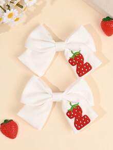 2个装 26个字母草莓刺绣发夹，可爱水果发卡，柔软面料鳄鱼夹，适合婚礼、生日派对、日常佩戴，甜美草莓发卡，节日礼物，婴儿发饰 - 彩色 - 查看 28