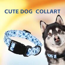 Airplane Dog Collar - Adjustable Light Blue Fighter Jet Print Pet Collar With Black Buckle & Black D-Ring - Military Style Puppy Neckband For Small Medium Dogs - Mixed color - View 4