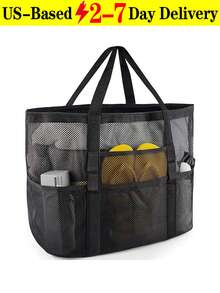 Large Capacity Waterproof Beach Bag, Portable Mesh Beach Bag, Lightweight Collapsible Beach Bag, Portable Travel Bag, Mesh Beach Bag Swim Tote Bag, Multifunctional Shoulder Shopping Bag Handheld Beach Mesh Hollow Out Bag Hollow Bag, Summer Beach Toy Storage Bag, Bath Swimming Large Capacity Storage Bags, Bathroom Bag & Shoulder Handbag For Travel Vacation Beach Cruise Essentials , Beach Bag, Holiday, Suitable For Bathroom Toy Storage,Swimming And Fitness,Family Travel, Vacation, Holiday, Beach, Camping &Hiking,Perfect For Summer, Vacation & Beach, Hottest Beach Bags[US Local Warehouse] - 彩色 - 查看 13