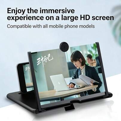 10/12英寸高清防蓝光折叠手机屏幕放大器，带支架，适用于/安卓手机，便携式桌面手机支架，可用于观看、阅读、视频通话，适用于所有手机型号，保护眼睛
