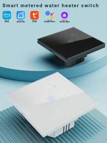 符合欧盟标准的WiFi智能电表热水器开关，带耗电量统计功能，5000W大功率，兼容Alexa语音控制APP，支持远程定时和倒计时，背光开关，钢化玻璃面板，超薄嵌入式安装，需连接零线，支持设备共享，采用阻燃材料。 - 彩色 - 查看 1