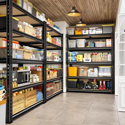 2400LBS Heavy Duty 5-Tier Storage Shelves, Adjustable Metal Shelving Unit, Multifunctional Utility Storage Rack For Garage Warehouse Pantry Closet, 35.5" W X 11.9" D X 72" H, Black