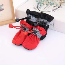 1 Set 4Pcs Soft Bottom Pet Paw Protection Shoes | Waterproof Non-Slip Durable Pet Booties | Elastic Portable Rain Snow Boots For Small Dogs And Cats Daily Outdoor Use - MultiWarna - View 5