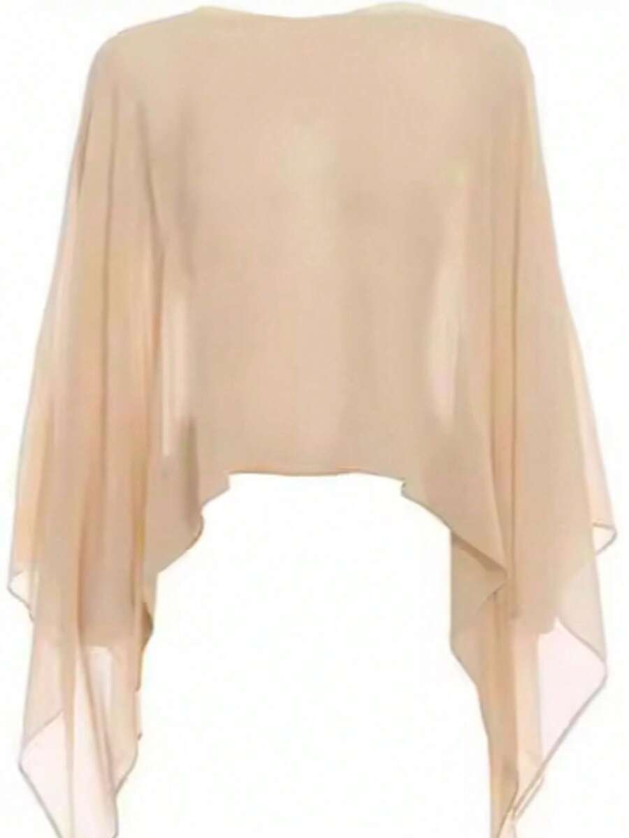 Áo choàng cưới cô dâu, khăn choàng cho váy cưới của phụ nữ, chất liệu chiffon, thanh lịch, size S và M. - khỏa thân - Xem 1