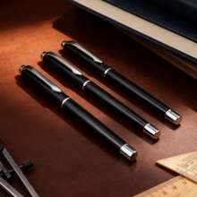 3支装极简黑色金属钢笔，直尖和弯尖可选，适合书写练习 - 筆尖 - 查看 1