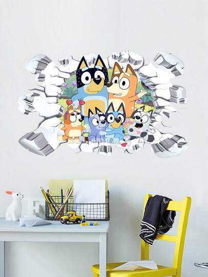 Bluey 1 miếng dán tường chống thấm nước Brui Family & Friends, được làm từ chất liệu PVC tự dính có thể tháo rời, decal trang trí sáng tạo phù hợp cho phòng ngủ, phòng khách, phòng học, món quà hoàn hảo cho bạn bè.