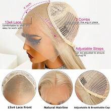 13x4长直金色合成蕾丝前假发，无胶蕾丝前假发 - 彩色 - 查看 9