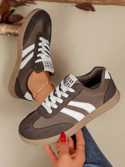 2026 Spring/Autumn Flat German Shepherd Sneakers, Fashion Casual White Shoes For Plus Size Women