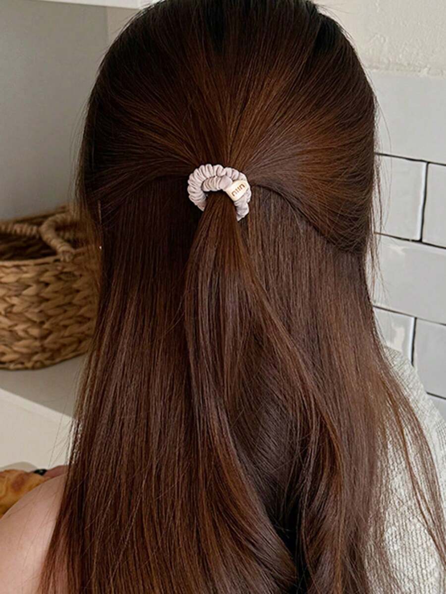 Neutral Color Fabric Hair Scrunchies, High Elasticity Seamless Hair Ties, Minimalist Women Hair Accessories, Versatile For Ponytail, Everyday & Commute Hair Rubber Bands Hair Rope - Multicolor - View 1