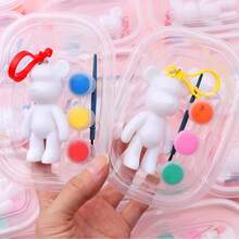 1 Set DIY Painting Supplies For Fluid Art Plaster Bear Sculpture (1 Bear, 3 Colors Of Paint, 1 Spoon, 1 Keyring), Random Colors - Multicolor - View 10