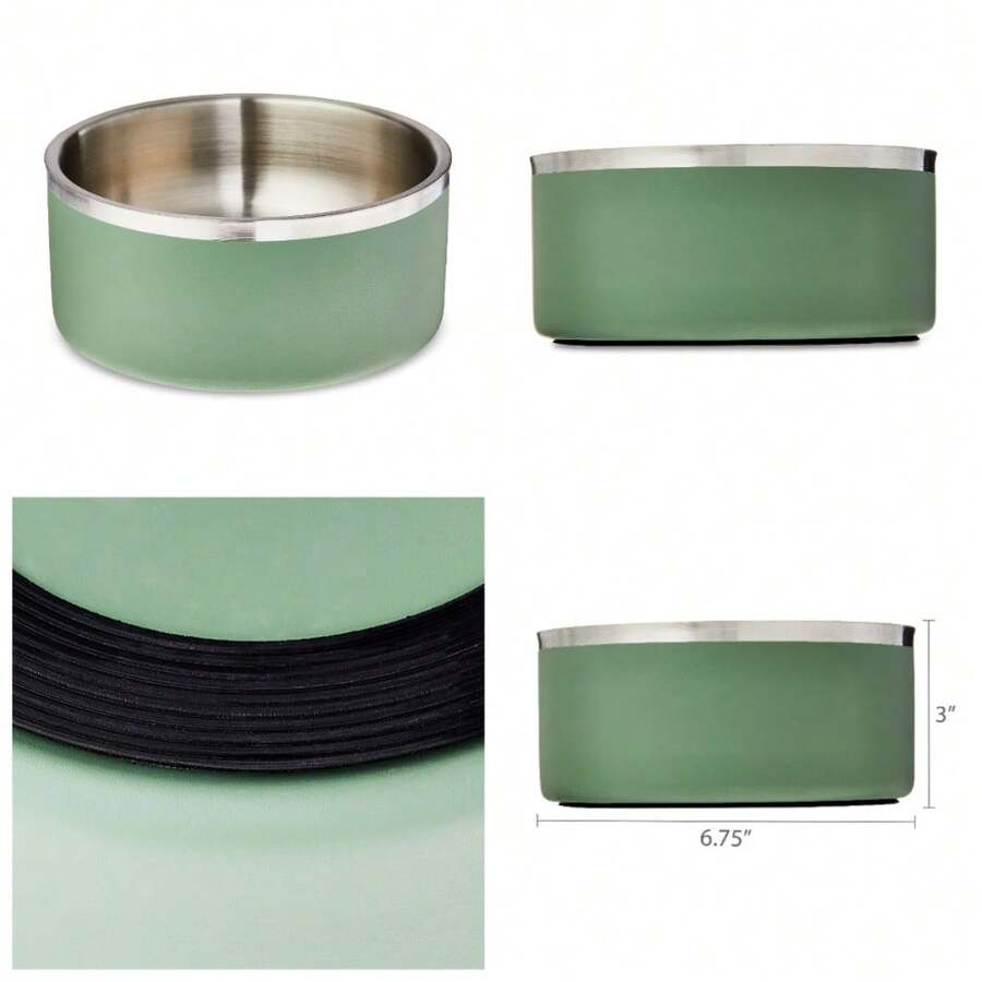 Large Stainless Steel Dog Bowl With Non Slip Rubber Base Sage Green - 1 - Xem 1