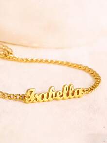 Vòng chân mắt xích Cuban 3mm khắc tên theo yêu cầu, vòng chân chữ cái hình bướm bằng thép không gỉ kiểu tối giản có thể điều chỉnh, phù hợp cho nữ, quà tặng Ngày của Mẹ. - Vàng - Xem 10