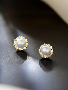 1 Đôi bông tai ngọc trai hình hoa hướng dương bằng bạc Sterling S925, tinh tế và duyên dáng, nữ tính và ngọt ngào, thanh lịch và nghệ thuật, dễ dàng đeo hàng ngày, món quà thời trang. - Hoa hướng dương - Xem 9