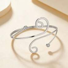 Women's Silver Double Tail Rhinestone Bangle, Suitable For Daily Wear - Silver - View 2