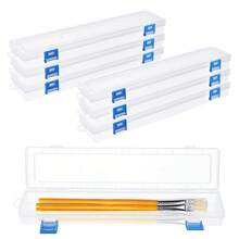 6Pcs Plastic Paint Brush Storage Box,13 Inch Clear Paint Brush Holder Drawing Pen Container With Buckle Plastic Paint - Multicolor - View 1