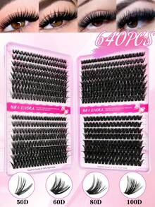 640/240pcs D-Curl Faux Mink Eyelashes, High Capacity Individual Lashes, Suitable For Beginners And Professionals For DIY Use At Home. 10D+20D+30D+40D+50D+60D+80D+100D Mixed Style Lash Book, Can Create Different Eye Makeup Looks, Soft & Natural, Long-Lasting & Lightweight - D - View 17
